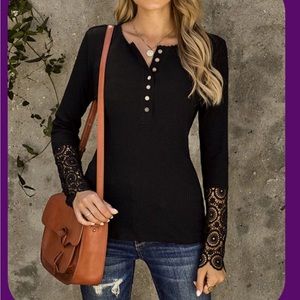 Coeur De Vague Black Lace Long Sleeve Shirt